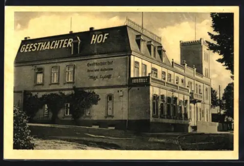 AK Geesthacht /Elbe, Hotel Gasthaus Geesthachter Hof Max Egloff, Ansicht von der Strasse