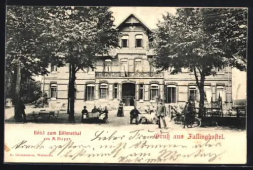 AK Fallingbostel, Hotel zum Böhmetal A. Meyer mit Gartenpartie