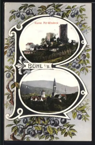 Grusskarten-AK Bühl i. B., Ruine Alt-Windeck
