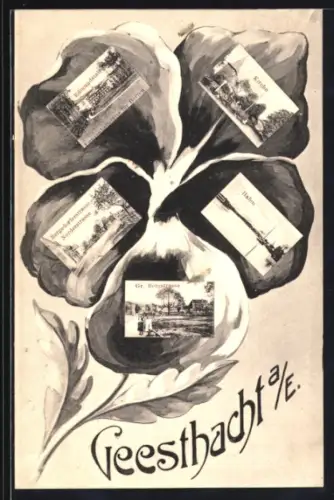 Grusskarten-AK Geesthacht a. E., Gr. Bergstrasse, Hafen, Kirche
