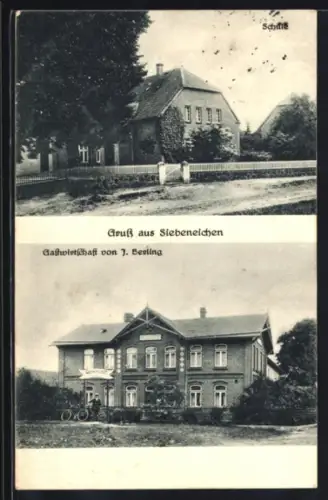 AK Siebeneichen, Gasthaus v. J. Berling, Schule