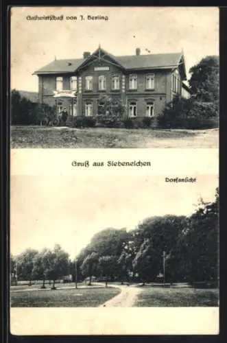 AK Siebeneichen, Gasthaus v. J. Berling, Dorfansicht