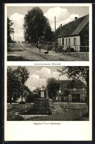AK Roseburg i. Lbg., Gasthof Paul Heitmann, Kolonialwaren Bründel