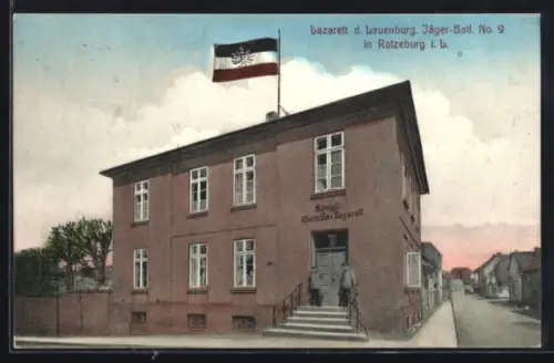 AK Ratzeburg i. L., Lazarett d. Lauenburg, Jäger-Batl. No.9, Aussenansicht