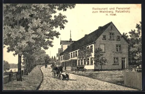 Künstler-AK Ratzeburg, Restaurant und Pensionat zum Weinberg, Inh.: H. Holst