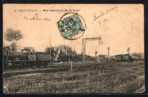 AK Beauvais, Vue intérieure de la Gare, Bahnhof