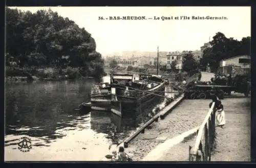 AK Meudon, Bas-Meudon, Le Quai et l`Ile Saint-Germain