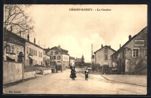 AK Champagney, Le Centre, Hotel-Café Frechin