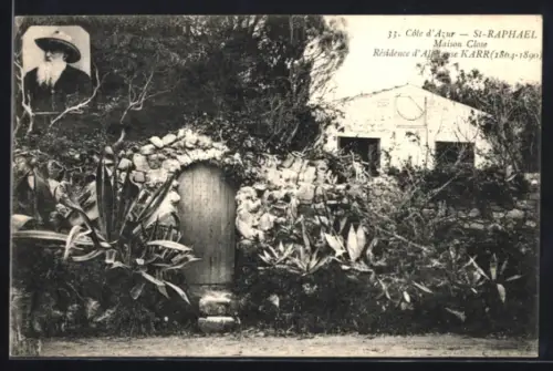 AK Saint-Raphael /Cote d`Azur, Maison Close, Residence de journaliste Alphonse Karr, Portrait