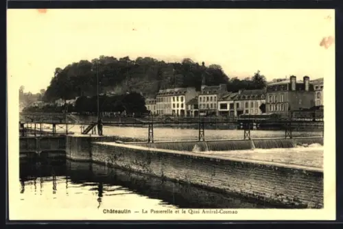 AK Châteaulin, La Passerelle et le Quai Amiral-Cosmao