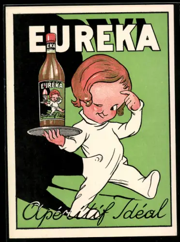 Vertreterkarte Paris, Eureka, Etablissement des apéritifs, Kind mit einer Flasche auf einem Tablett