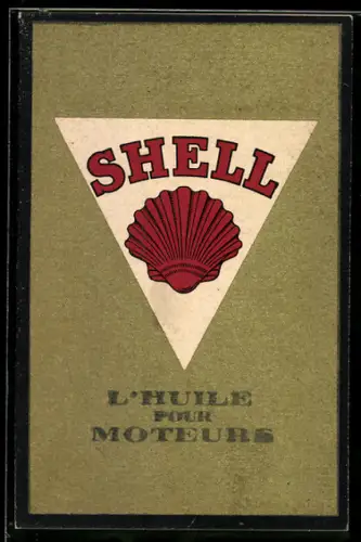 Werbebillet Paris, Reklame für Motoröl von Shell, Kanister mit Öl