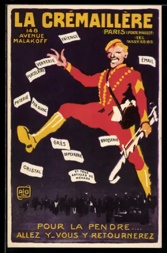 Vertreterkarte Paris, La Crémaillière, Avenue Malakoff 148, Mann mit Papieren