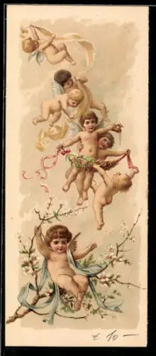 Vertreterkarte Prag, F. Prochaska, Neuheu-Seife, Medicinische Seifen, Kleine Engel mit Blumengirlanden