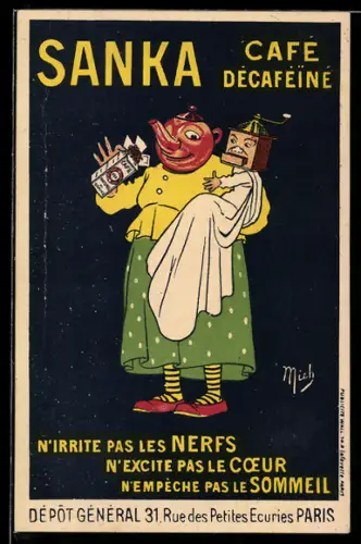 Vertreterkarte Paris, Sanke Cafe Decafeine, Rue des Petites Ecuries 31