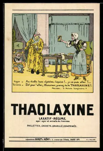 Werbebillet Paris, Duret et Remy, Avenue des Tilleuls 5, Thaolaxine, Laxatif-Regime