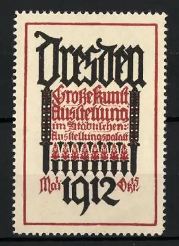 Reklamemarke Dresden, Grosse Kunstausstellung 1912, Städtischer Ausstellungspalast