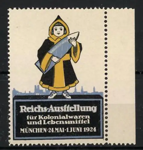 Reklamemarke München, Reichsausstellung für Kolonialwaren und Lebensmittel 1924, Münchner Kindl