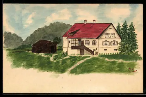 Handzeichnung Gasthaus Veitsch Villa im Sommer 1922