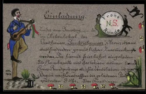 Handzeichnung Einladung zu einer Feier im Gasthaus Sanktjohannser