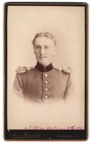 Fotografie Ant. Hruschka, Strassburg i. E., Broglie 4, Leutnant vom Bataillon Nr. 15 in Uniform
