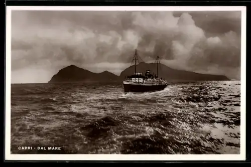AK Capri, Italienisches Passagierschiff Olbia vor der Insel Capri