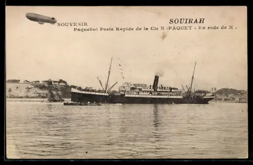 AK Zeppelin über dem Passagierschiff Souirah