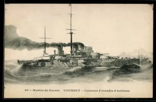 AK Cuirasse d`Escadre à turbine Courbet, Marine de Guerre, Kriegsschiff