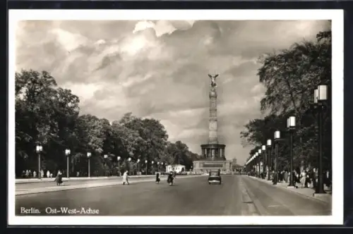 AK Berlin-Tiergarten, Ost-West-Achse, Blick zur Siegessäule