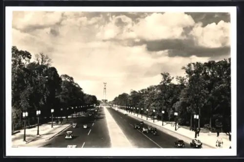 AK Berlin-Tiergarten, Charlottenburger Chaussee, Blick zur Siegessäule
