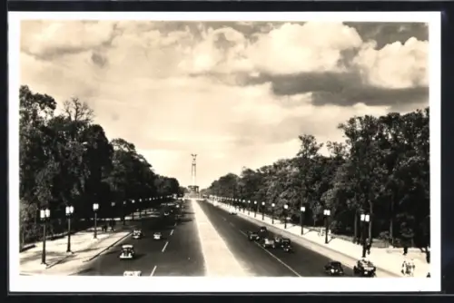 AK Berlin-Tiergarten, Charlottenburger Chaussee mit Siegessäule
