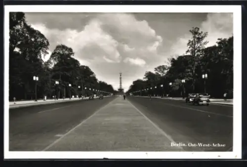 AK Berlin-Tiergarten, Ost-West-Achse, Blick zur Siegessäule