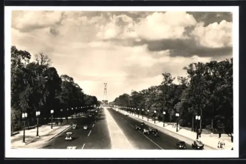 AK Berlin-Tiergarten, Charlottenburger Chaussee, Ansicht mit Siegessäule