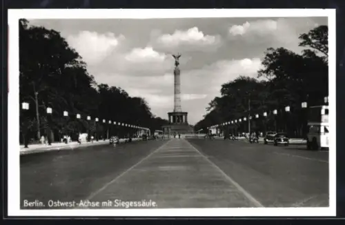 AK Berlin-Tiergarten, Ostwest-Achse mit Siegessäule