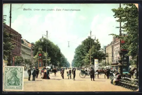 AK Berlin, Unter den Linden, Ecke Friedrichstrasse
