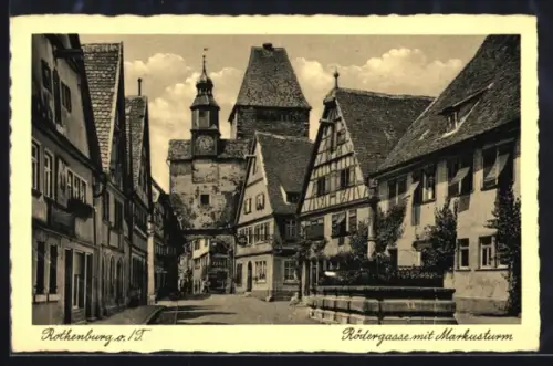 AK Rothenburg o. T., Rödergasse mit Markusturm