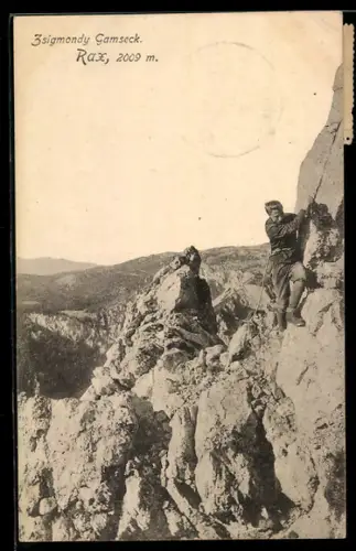 AK Rax, Bergsteiger mit Seil am Berg