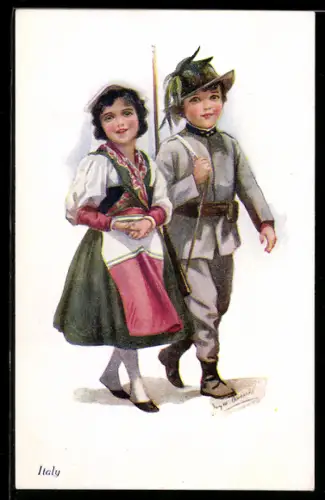 Künstler-AK Joyce Averill: Italy, kleiner Soldat und Maid