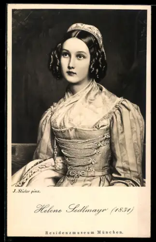 Künstler-AK sign. J. Stieler: München, Portrait von Helene Jedlmayr