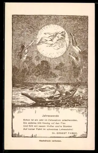 AK Allegorie zur Jahreswende mit Sinnspruch