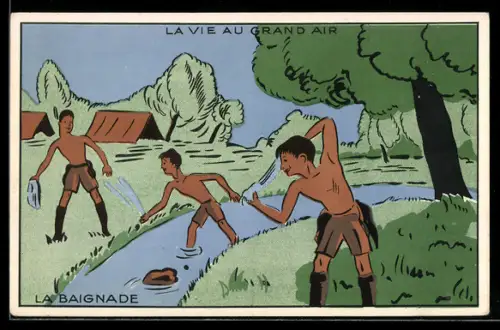 AK Pfadfinder spielen an einem Bach