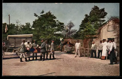 AK Feldlazarett in der Champagne, Rotes Kreuz