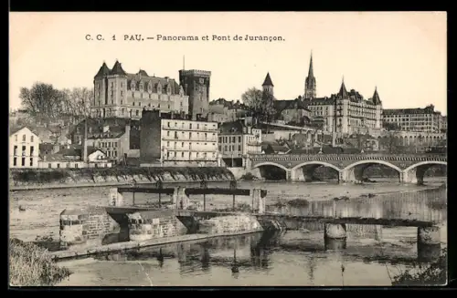 AK Pau, Panorama et Pont de Jurancon