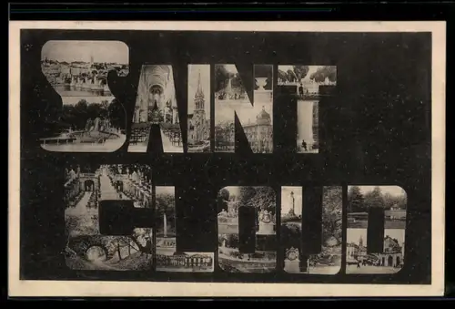 AK Saint-Cloud, le parc, l'église et vue générale