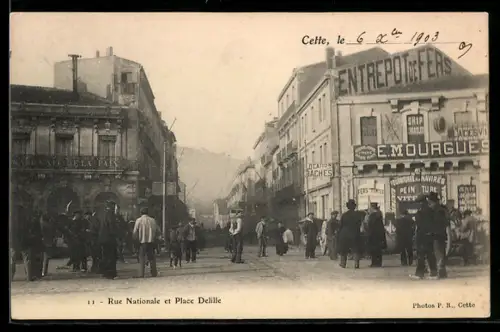 AK Cette, Rue nationale et place Delille