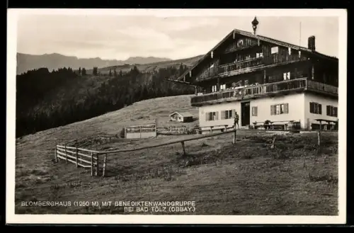 AK Bad Tölz, Blomberghaus mit Benediktenwandgruppe