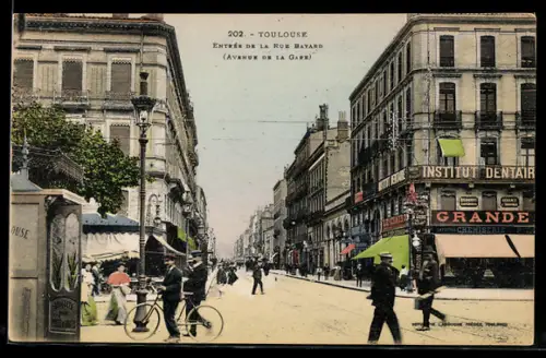 AK Toulouse, Entree de la Rue Bayard, Avenue de la Gare