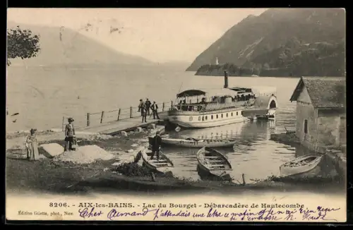 AK Aix-les-Bains, lac du Bourget, débarcadère de Hautecombe