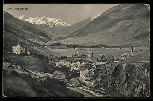 AK Andermatt, Idyllischer Ort in den Bergen