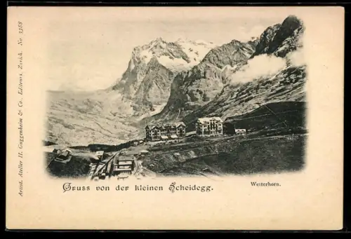 AK Kleine Scheidegg, Ortsansicht mit Wetterhorn